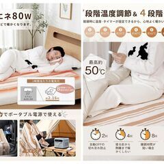 電気毛布 掛け敷き兼用 洗える【160x80cm 7段階温度調節 2-4-8-12H切タイマー】80W 節電 電気ブランケット 速暖 省エネ ダニ退治 軽くて柔かい生地 肩掛け 膝掛け シングル 防寒対策 暖房器具 キャンプ オフィス 車中泊 ギフト PSE認証済み (ストライプブラウン, 160*80CM)　新品・未使用・未開封の画像