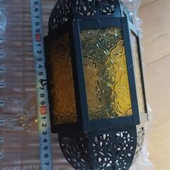 個人輸入!　モロッコスタイルの透かし彫りLEDキャンドルランタン　35x13cmの画像