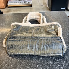 M2509-365 トートバッグ ファー  ヴィンテージ風 中古美品の画像