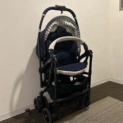 コンビ　AB型ベビーカー　メチャカルハンディオート4キャス　レインカバー付きの画像