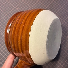 新品　片手鍋　　陶器　飴色の画像