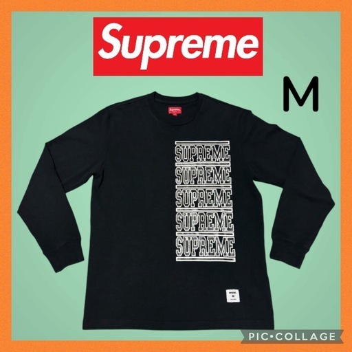 ✨美品✨ Supreme ロングスリーブ Tシャツ 黒 M 縦ロゴ