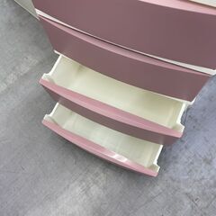4段 プラチェスト 幅53×奥行40×高さ81cm ピンク系 衣装ケース リビングチェスト タンス 箪笥 衣類収納 収納家具 札幌市手稲区の画像