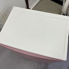 4段 プラチェスト 幅53×奥行40×高さ81cm ピンク系 衣装ケース リビングチェスト タンス 箪笥 衣類収納 収納家具 札幌市手稲区の画像