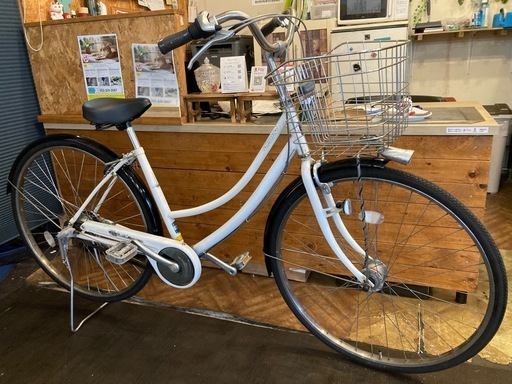 【miyataベルトドライブ泥除け新品！】 LEDオートライト　内装3段　27インチ自転車　ホワイト