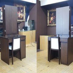 I35　美品　丸藤　照明付き　三面鏡ドレッサー＆椅子セットの画像