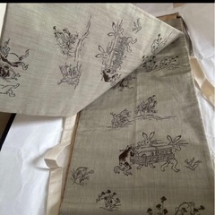 【服の上から試しに巻いたのみ】鳥獣戯画模様 洒落袋帯の画像