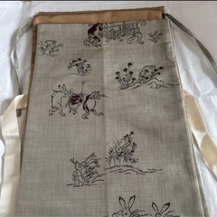 【服の上から試しに巻いたのみ】鳥獣戯画模様 洒落袋帯の画像