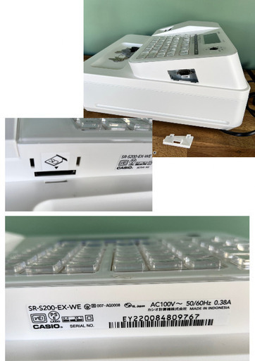 売れました【美品】カシオ 電子レジスター10部門 ホワイト SR-S200-EX-WE レジスタ本体 感熱紙4ロール付き 5ヶ月程しか