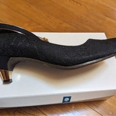 靴　パンプス　黒レース地　24cm 札幌市手稲区の画像