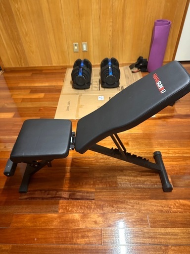 可変式ダンベル40kg ×2 、ベンチ台【美品】