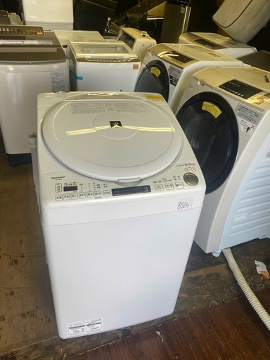 NO B524?福岡市内配送設置無料✨?シャープ 洗濯機 洗濯乾燥機 ES-TX8E-W 穴なし槽 インバーター 8kg プラズマクラ