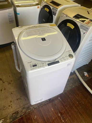 NO B524?福岡市内配送設置無料✨?シャープ 洗濯機 洗濯乾燥機 ES-TX8E-W 穴なし槽 インバーター 8kg プラズマクラ