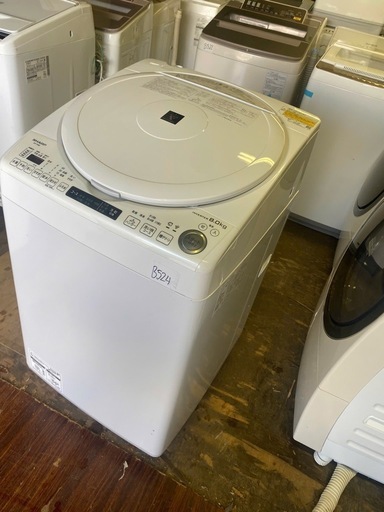 NO B524?福岡市内配送設置無料✨?シャープ 洗濯機 洗濯乾燥機 ES-TX8E-W 穴なし槽 インバーター 8kg プラズマクラ