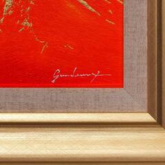 肉筆油絵●富士吉田からの金の赤富士山●がんどうあつし直筆絵画SM油彩額装品の画像