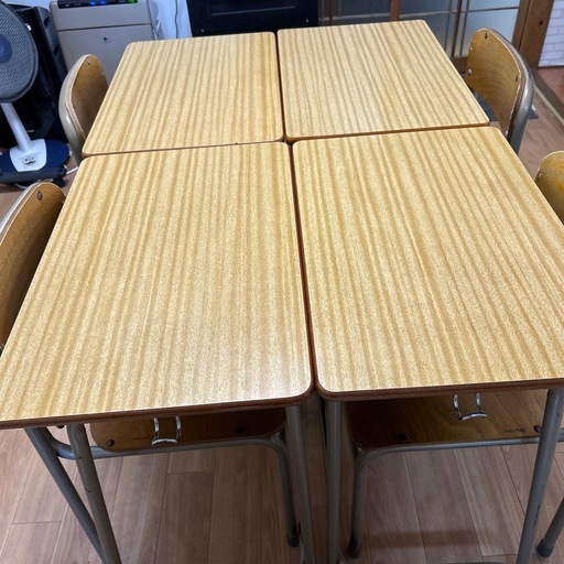 スクールデスク/学習机/学習塾 小学校 中学校/教室/習い事/1人用 デスク 椅子4セット