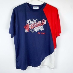ヨネックス SJリーグ 半袖 Tシャツ L ネイビー/レッド YONEX バドミントンウェア テニスの画像