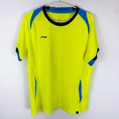 リーニン 半袖 ゲームシャツ L イエロー LI-NING バドミントンウェアの画像