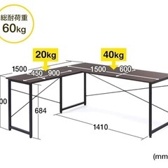 L字デスク　黒の画像