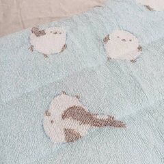 未使用　シマエナガ柄の敷きパッド　パイル地　シングルの画像