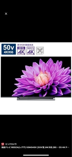 REGZA テレビ 55M540X 保護カバー付き