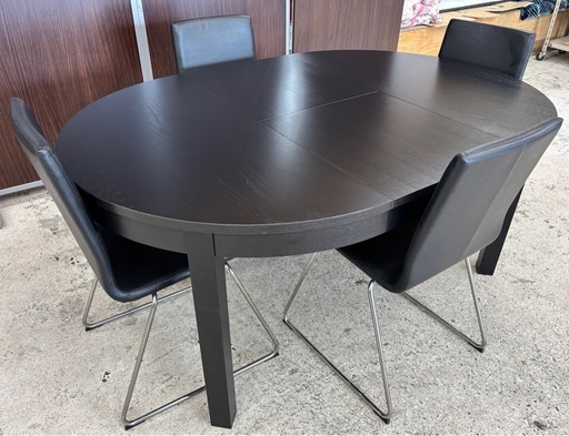 ? 配達可能 ✨ IKEA BJURSTA 伸縮円形ダイニングセット（VOLFGANGチェア4脚付き）