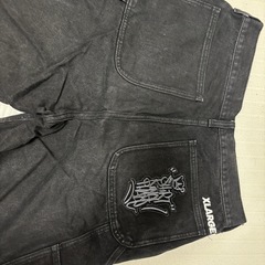 「XLARGE デニム ワークパンツ 黒 刺繍入り M」の画像