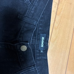 「XLARGE デニム ワークパンツ 黒 刺繍入り M」の画像