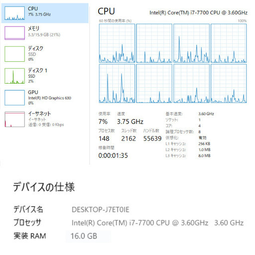 DELL の i7・合計 約1TB！新品 512GB(Nvme)搭載！480GB(Sata)・Blu-ray・16GBメモリ！