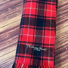 ブランケット　ストール　赤×黒チェックの画像