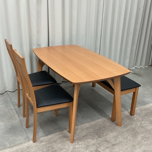 KI-29【新入荷　アウトレット品】リゾットNA ベンチダイニング４点セット　ナチュラル