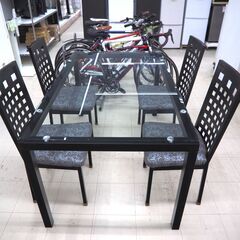 ガラス天板ダイニング5点セット　リユース品　価格　24,750円の画像