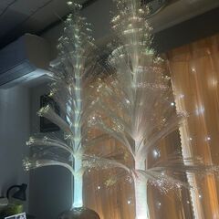 クリスマスツリー・光ファイバーツリー　吊り型に変更済　２本　替えライト２個付き　ACアダプター　箱付の画像