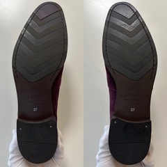 ランバンコレクションメンズローファーパープル紫スエードシューズスリッポンシューズ男性用紳士紐なし靴革靴の画像