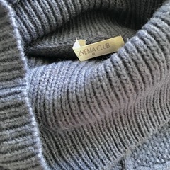 ニット　セーター　ハイネック　タートルネック　ケーブル編み  ブルーの画像