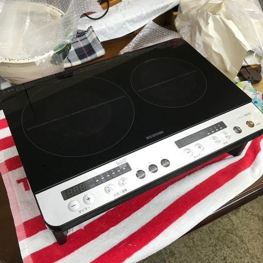 万代店　アイリスオーヤマ 2口IHコンロ　 IHK-W12SP-B