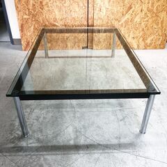 Cassina★カッシーナ ル・コルビュジエ TABLE EN TUBE BASSE ローテーブル ガラステーブル W1200 イタリア 高級家具 美品の画像