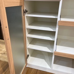 【トレファク神戸南店】レンジ台 2枚扉 ナチュラル×ホワイトです‼︎【取りに来られる方限定】の画像