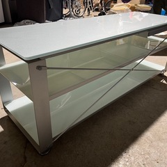 ＥＬＥＣＯＭ　ＴＶスタンド　テレビボード　クリアガラス　強化ガラス　３段　収納付きの画像