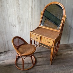 ラタン化粧台 ビンテージ アンティーク家具 ラタン ラタン家具 ...