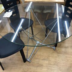 ★リユースのサカイ幸手店★SJ10607★ジモティ割あり★  ガラスダイニングセット  W110×D110×H75 クリーニング済み の画像