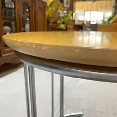 F25★HUKLA フクラ★ガラステーブル ラウンド TMRシリーズ Sサイズ メープル天板×スチールフレーム W50cmの画像