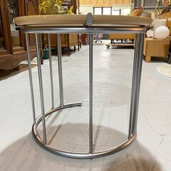 F25★HUKLA フクラ★ガラステーブル ラウンド TMRシリーズ Sサイズ メープル天板×スチールフレーム W50cmの画像