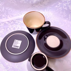 【未使用】チョコレート色カップ&ソーサー２客の画像