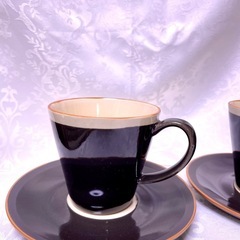 【未使用】チョコレート色カップ&ソーサー２客の画像