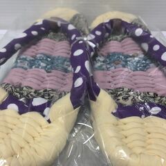 ☆【未使用品】ちりめん 布草履 布ぞうり 23㎝ 室内用 ハンドメイド ルームシューズ(NF250925)294-280の画像
