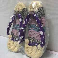 ☆【未使用品】ちりめん 布草履 布ぞうり 23㎝ 室内用 ハンドメイド ルームシューズ(NF250925)294-280の画像