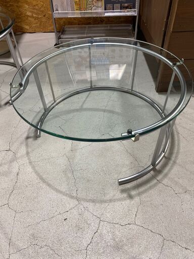 F25★HUKLA フクラ★ガラスローテーブル TMRシリーズ Mサイズ スチールフレーム W70cm ラウンド 日本フクラ