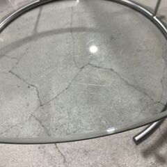 F25★HUKLA フクラ★ガラスローテーブル TMRシリーズ Mサイズ スチールフレーム W70cm ラウンド 日本フクラの画像