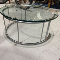 F25★HUKLA フクラ★ガラスローテーブル TMRシリーズ Mサイズ スチールフレーム W70cm ラウンド 日本フクラの画像